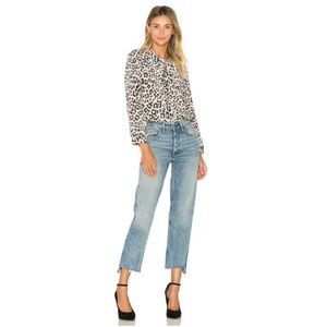 NEW JOIE Shirt Button Down Animal Print 100% Silk
